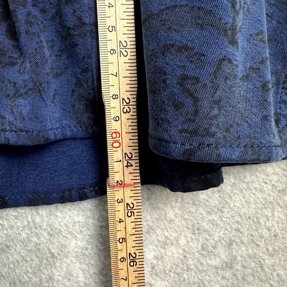 Tianello Steve Barraza Button Down Blouse Womens Size S Floral Blue Black Tencel - Picture 12 of 12